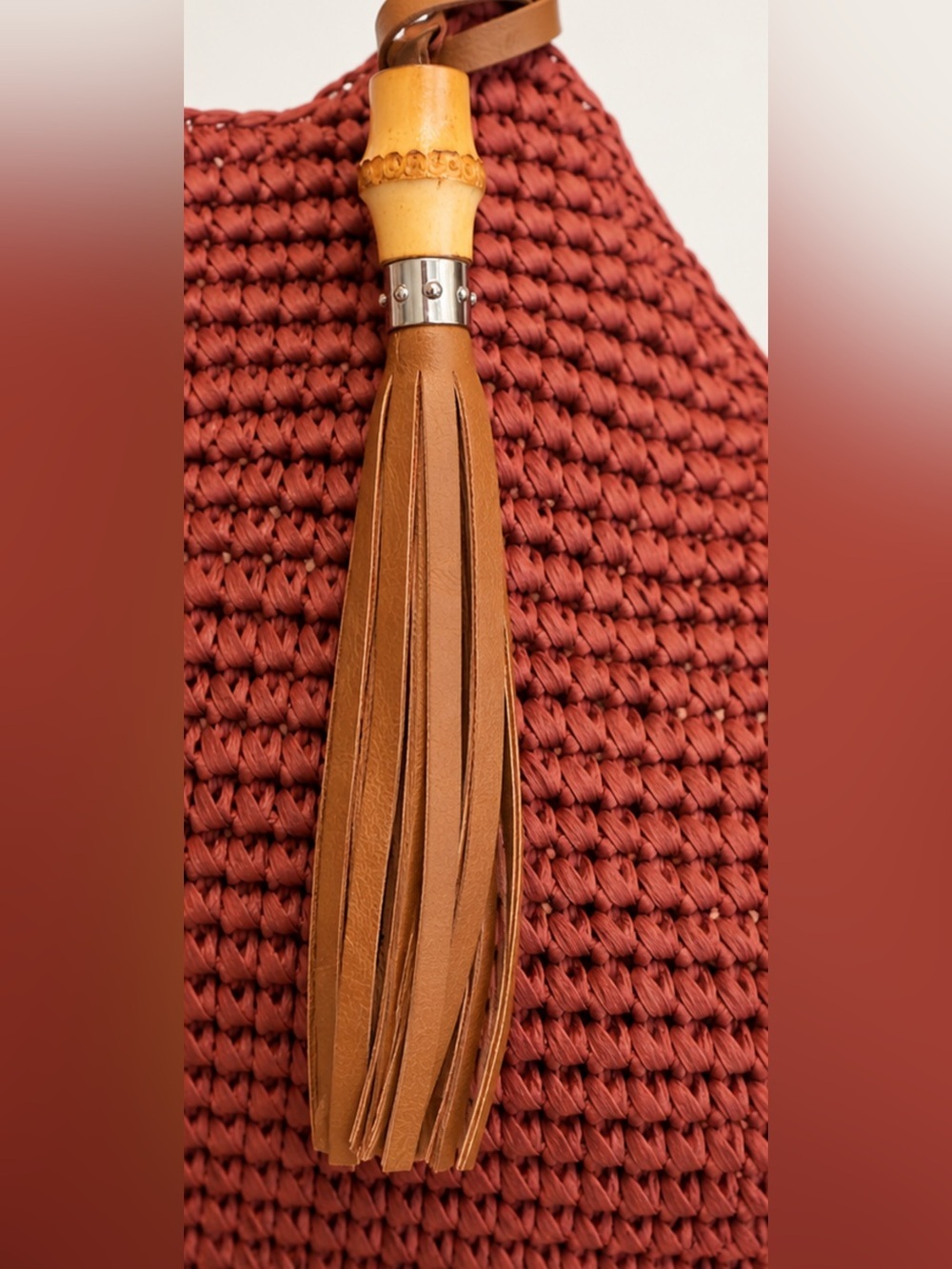Tommy Bahama | Brick Red Woven Hobo Style Coastal Summer - Picture 8 of 9